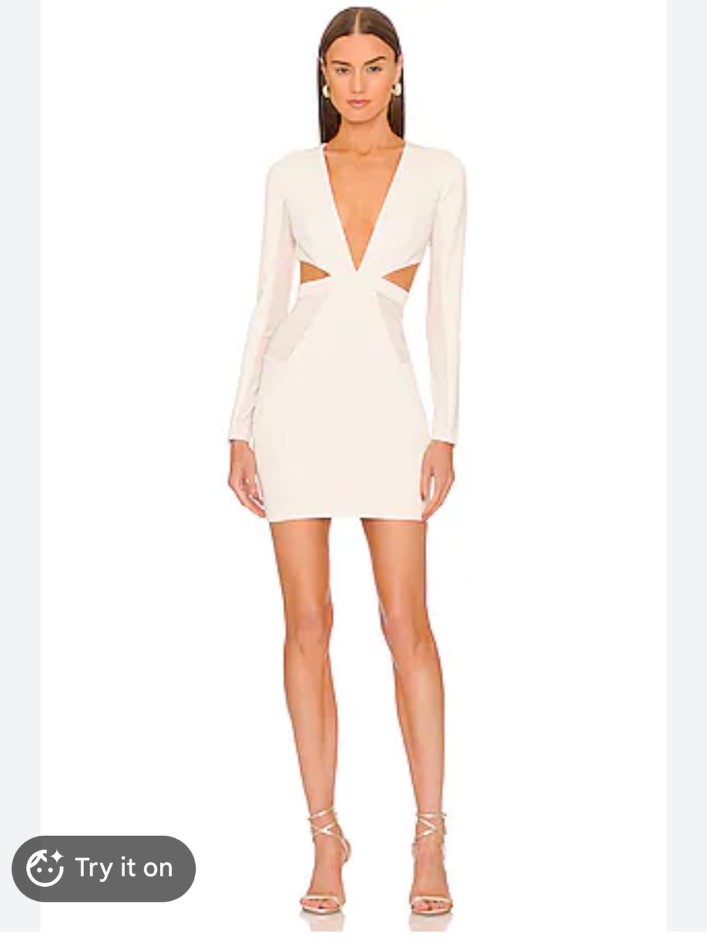 Michael Costello x Revolve Elise Long-Sleeve Mini Dress in White